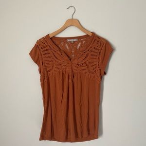Daniel Rainn | Anthropologie Short Sleeve Lace Blouse
